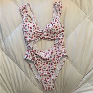 Floral one piece bathing suit